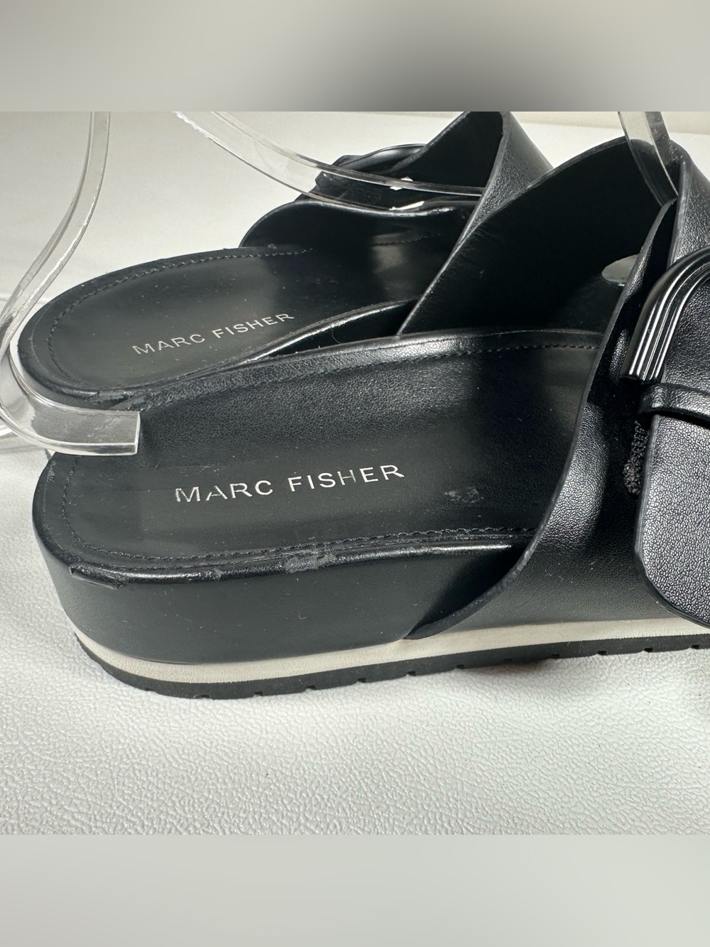 Marc Fisher Vegan Leather Double Buckle Slide Sandals - Picture 5 of 11